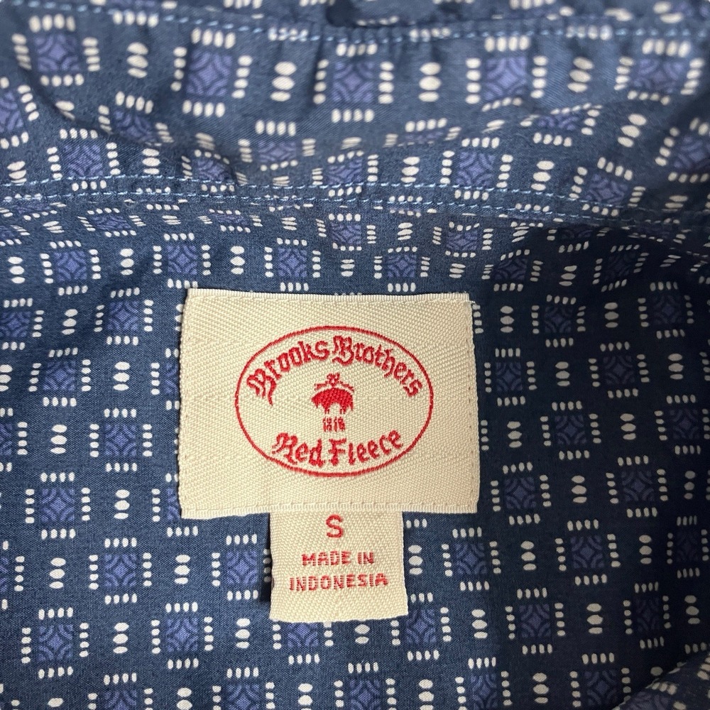 Brooks Brothers Red Fleece Shirt Men S Blue Geometric All Over Print Long Sleeve - Picture 4 of 13